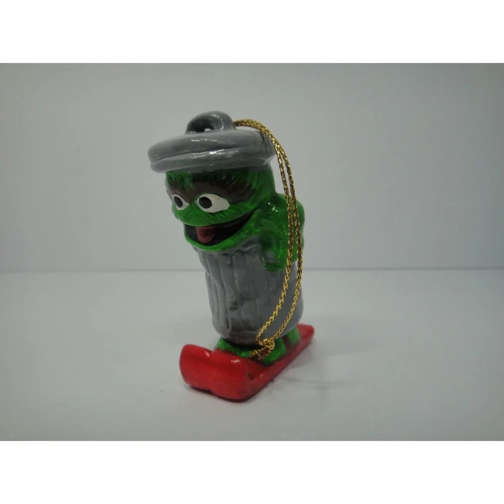 Vintage Sesame Street Oscar the Grouch Snowboarding Christmas Ornament Muppets